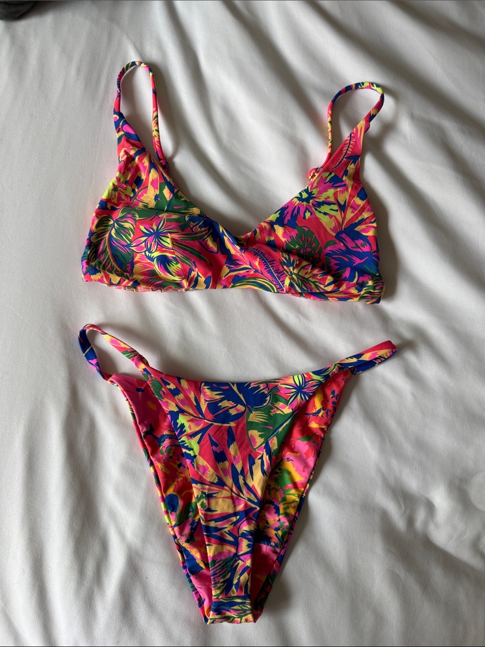 Maje Tropical Floral Bikini in Pink, Blue & Green
